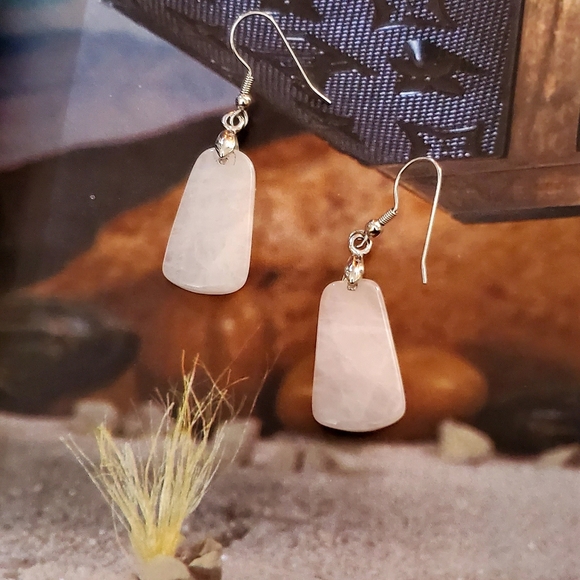 Amore Rose Quartz Semi Precious Stone Earrings - Picture 3 of 11